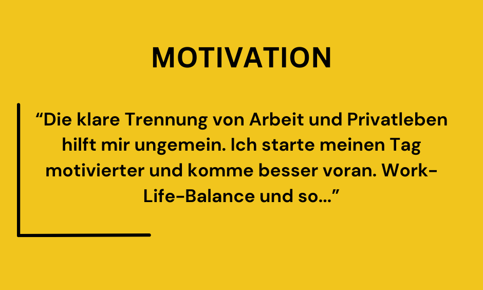 Zitat über die Wichtigkeit von Work-Life-Balance auf gelbem Hintergrund.