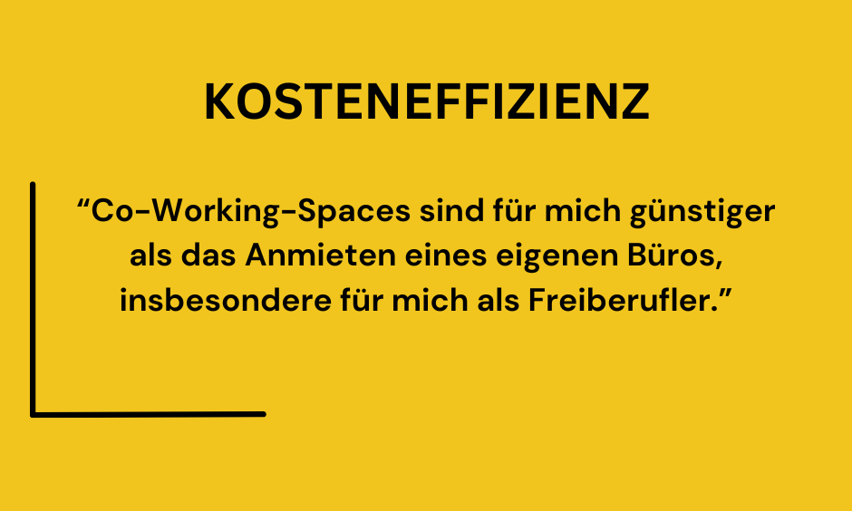 Zitat über Kosteneffizienz von Co-Working-Spaces für Freelancer.